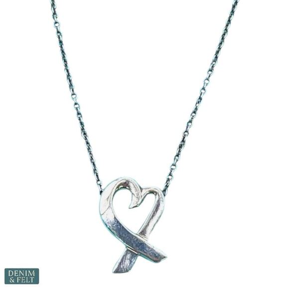 Tiffany & Co. Paloma Picasso Loving Heart Necklace Sterling Silver 16” Chain - Picture 6 of 15